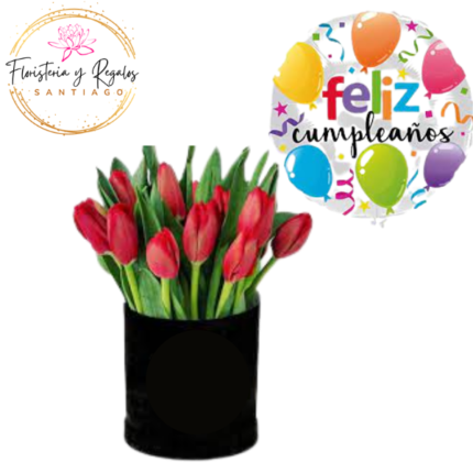 BOX DE 10 TULIPANES + GLOBO