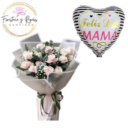 RAMO DE 15 ROSAS ECUATORIANAS + GLOBO